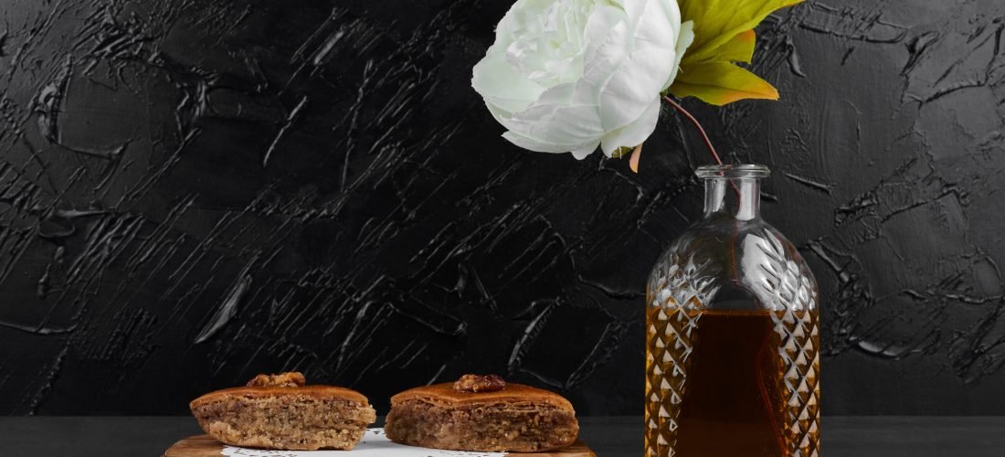 Caucasian pakhlava on a wooden board Caucasian pakhlava on a wooden board. High quality photo